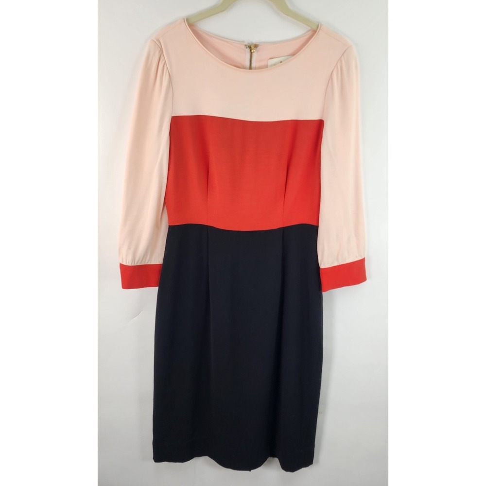 Kate Spade Colorblock Sheath Dress Women's 2 Red Black Pink T. Swift Retro